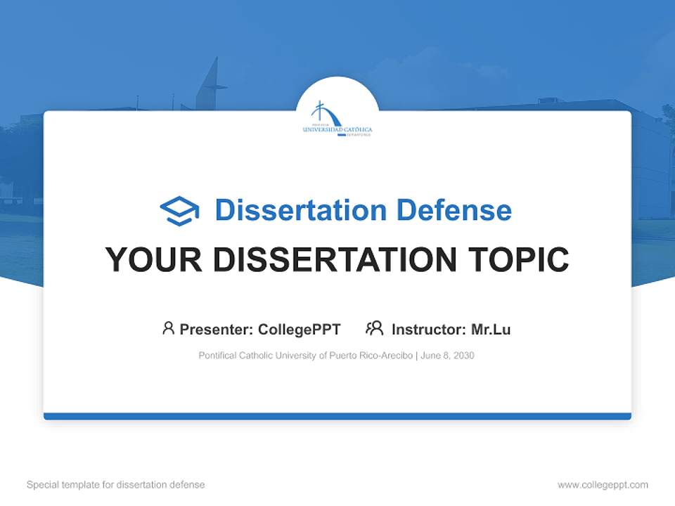 Pontifical Catholic University of Puerto Rico-Arecibo Graduation Thesis Defense PPT Template4:3 ratio PPT effect preview image7
