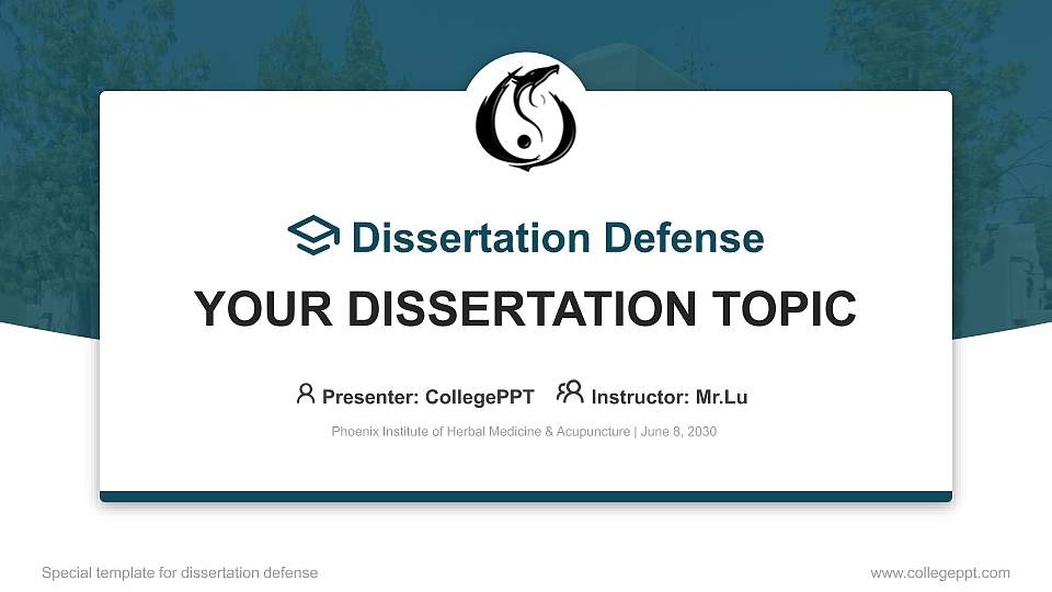 Phoenix Institute of Herbal Medicine & Acupuncture Graduation Thesis Defense PPT Template16:9 ratio PPT effect preview image1