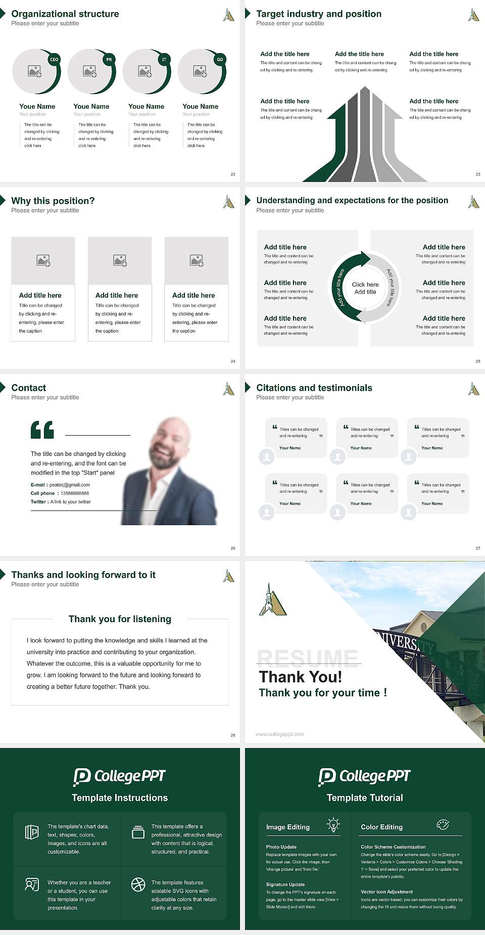 Piedmont University Resume PPT Template4:3 ratio PPT effect preview image4