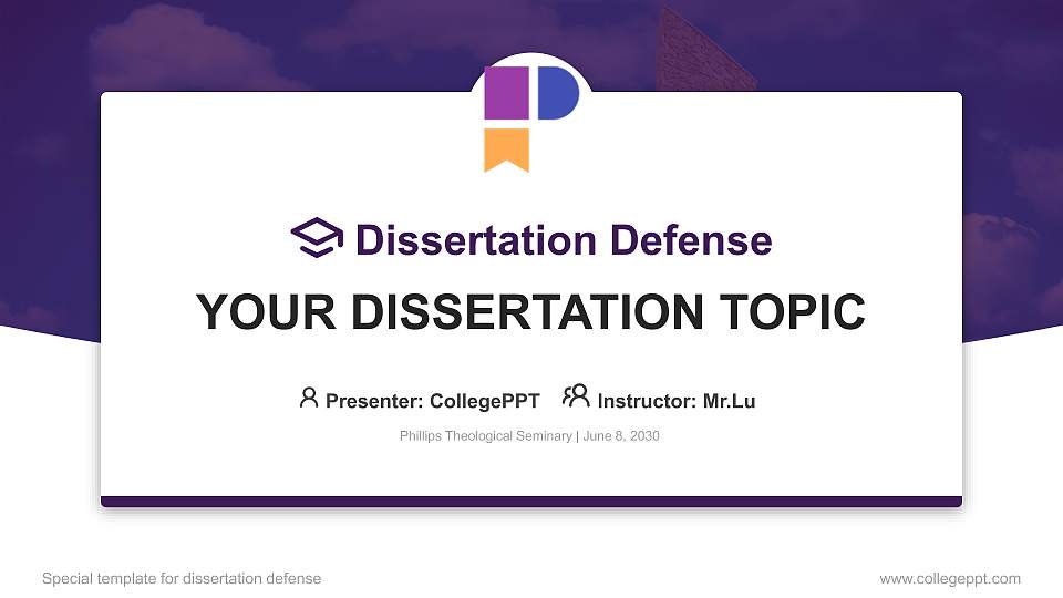 Phillips Theological Seminary Graduation Thesis Defense PPT Template16:9 ratio PPT effect preview image