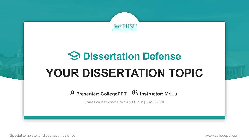 Ponce Health Sciences University-St Louis Graduation Thesis Defense PPT Template16:9 ratio PPT effect preview image