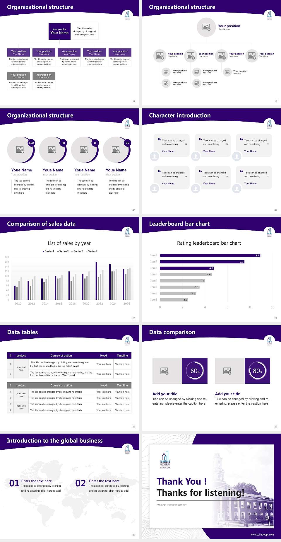 Pittsburgh Theological Seminary Academic Presentation/Research Findings Report PPT Template4:3 ratio PPT effect preview image4