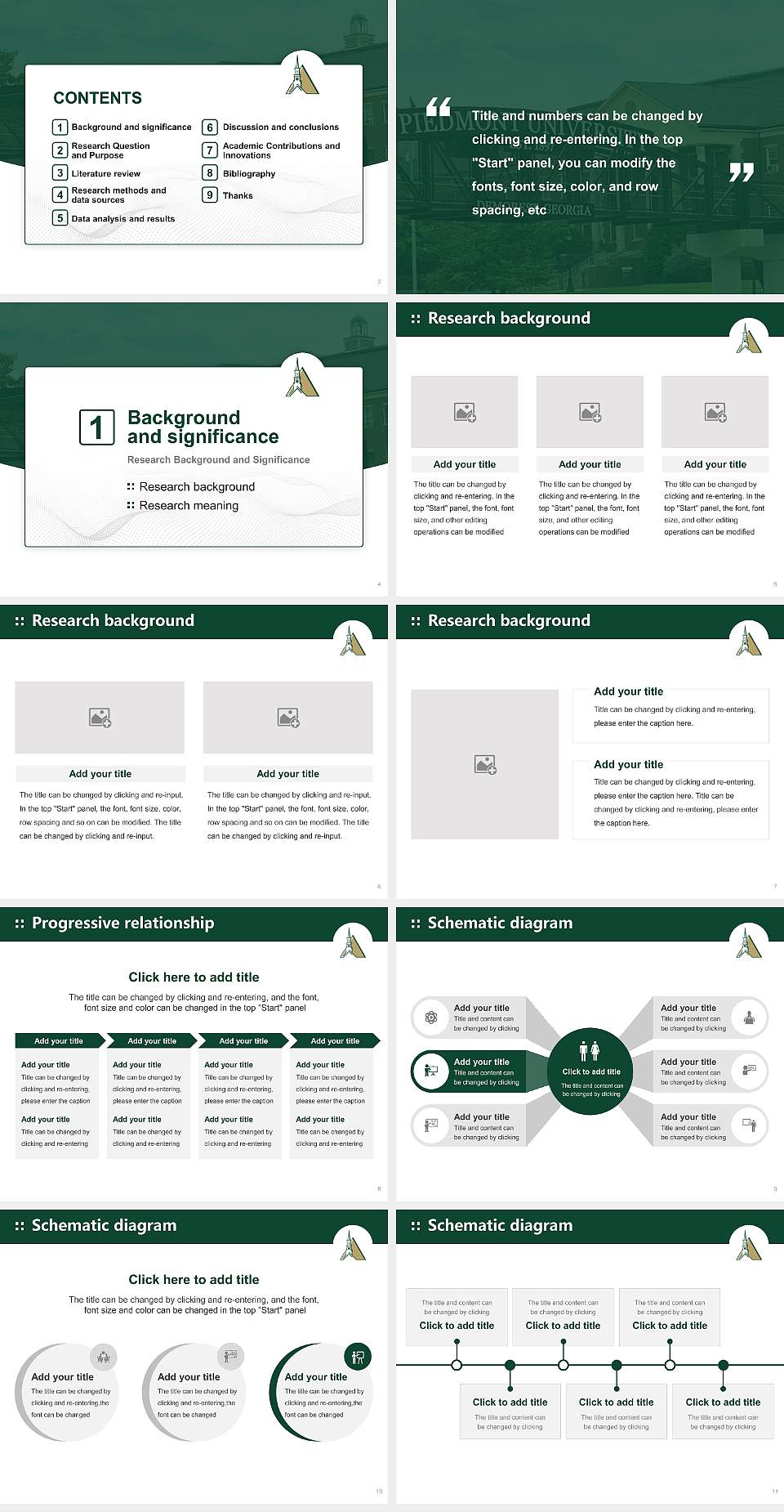 Piedmont University Graduation Thesis Defense PPT Template4:3 ratio PPT effect preview image2