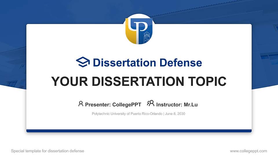 Polytechnic University of Puerto Rico-Orlando Graduation Thesis Defense PPT Template16:9 ratio PPT effect preview image