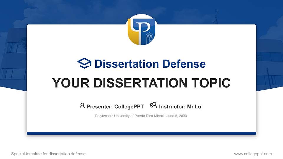Polytechnic University of Puerto Rico-Miami Graduation Thesis Defense PPT Template16:9 ratio PPT effect preview image