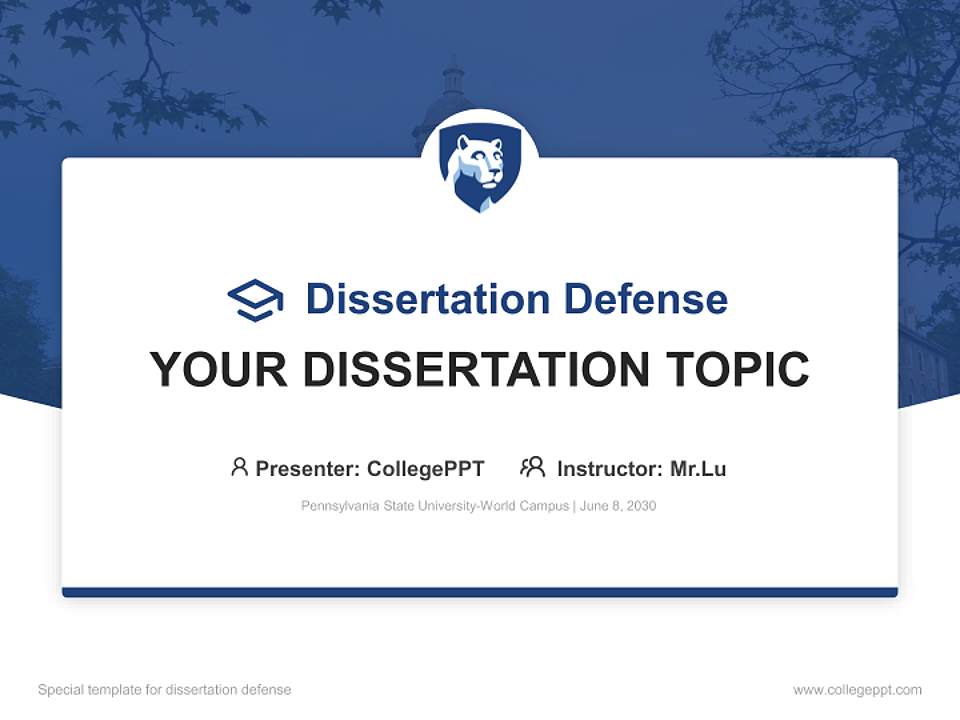 Pennsylvania State University-World Campus Graduation Thesis Defense PPT Template4:3 ratio PPT effect preview image7