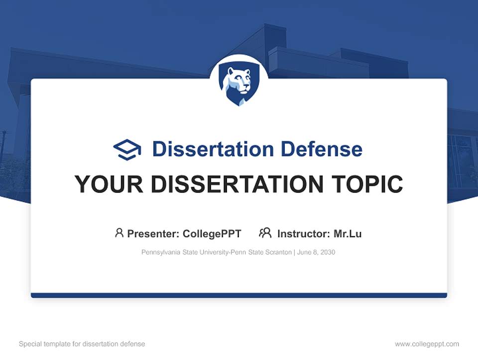 Pennsylvania State University-Penn State Scranton Graduation Thesis Defense PPT Template4:3 ratio PPT effect preview image7