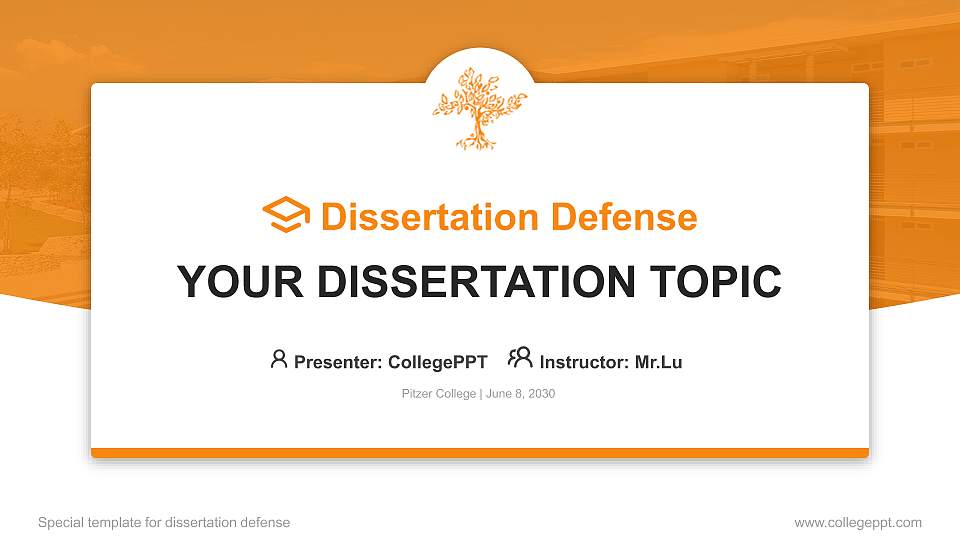 Pitzer College Graduation Thesis Defense PPT Template16:9 ratio PPT effect preview image