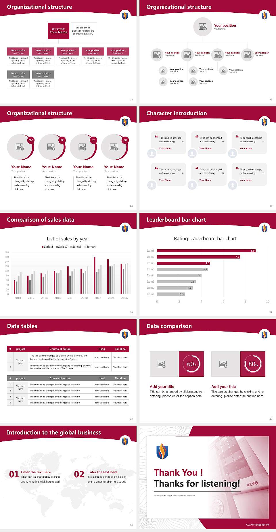 Philadelphia College of Osteopathic Medicine Academic Presentation/Research Findings Report PPT Template4:3 ratio PPT effect preview image4
