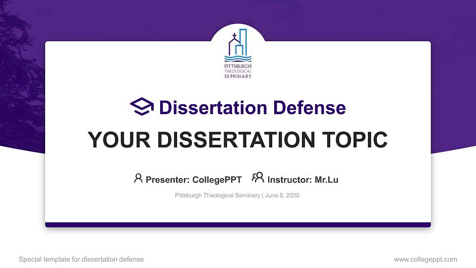 Pittsburgh Theological Seminary Graduation Thesis Defense PPT Template16:9 ratio PPT effect preview image