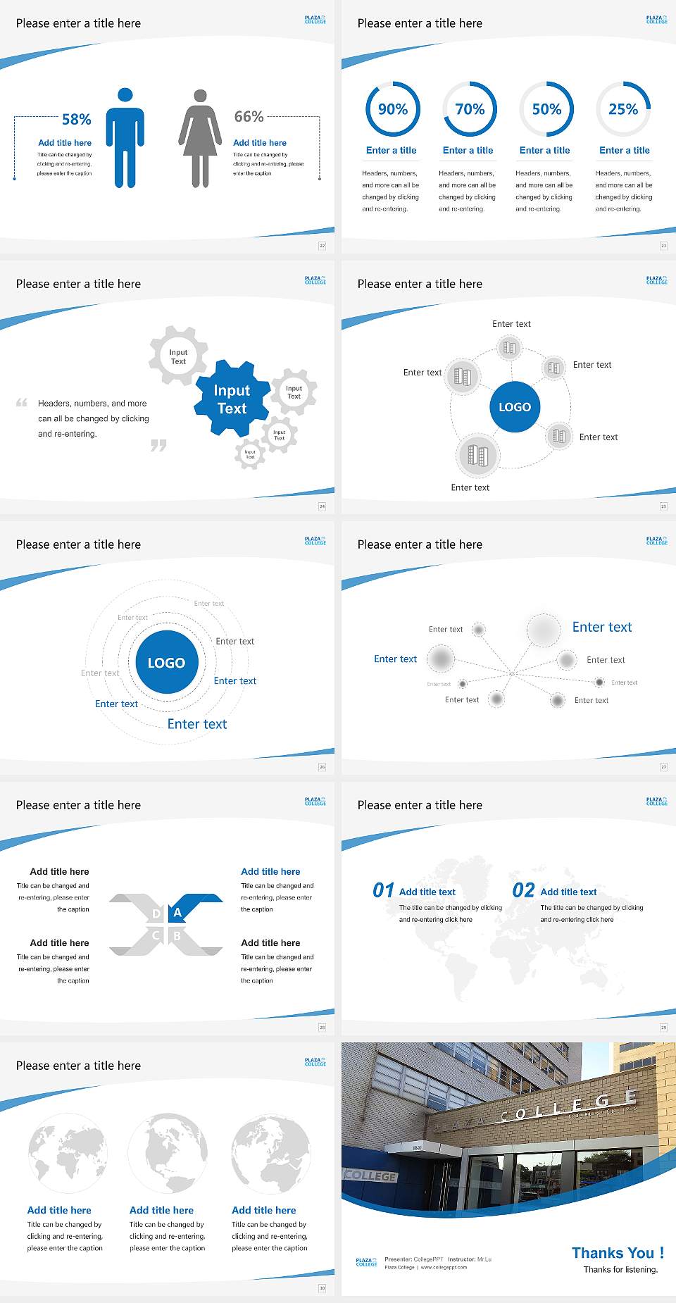Plaza College Course/Courseware Creation PPT Template4:3 ratio PPT effect preview image4