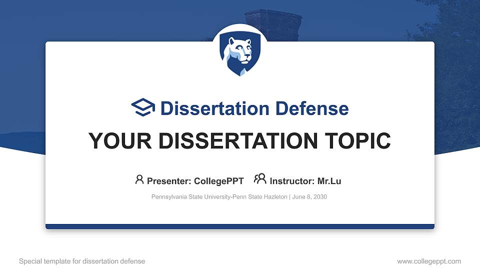 Pennsylvania State University-Penn State Hazleton Graduation Thesis Defense PPT Template16:9 ratio PPT effect preview image