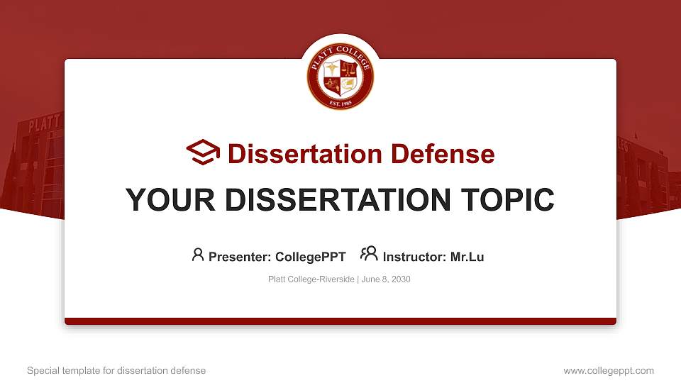 Platt College-Riverside Graduation Thesis Defense PPT Template16:9 ratio PPT effect preview image
