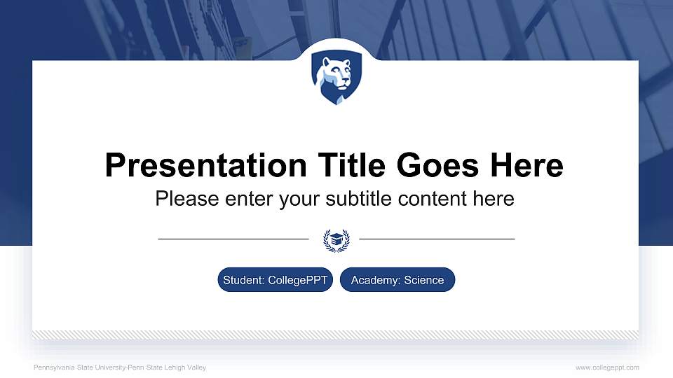 Pennsylvania State University-Penn State Lehigh Valley National Scholarship Defense PPT Template16:9 ratio PPT effect preview image