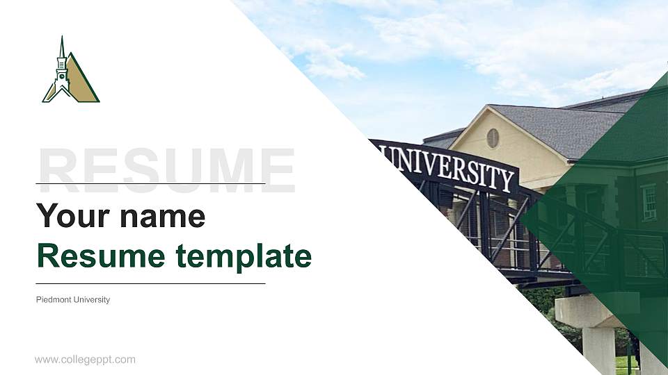 Piedmont University Resume PPT Template16:9 ratio PPT effect preview image