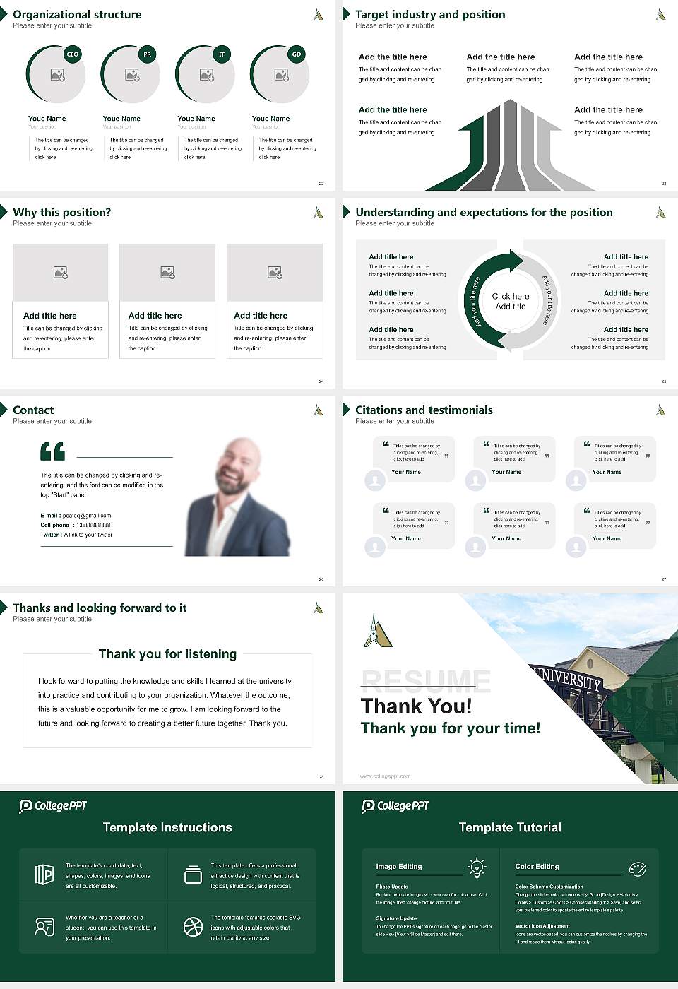 Piedmont University Resume PPT Template16:9 ratio PPT effect preview image4