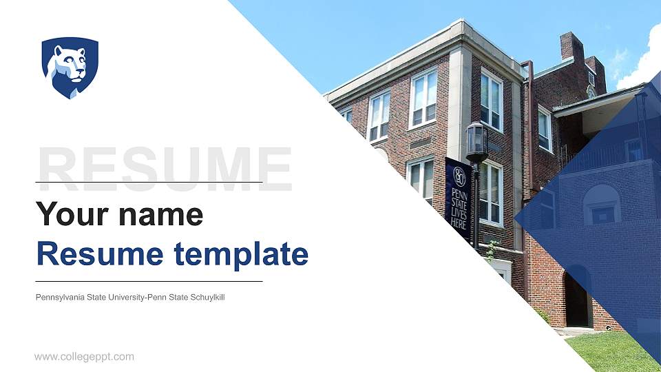 Pennsylvania State University-Penn State Schuylkill Resume PPT Template16:9 ratio PPT effect preview image