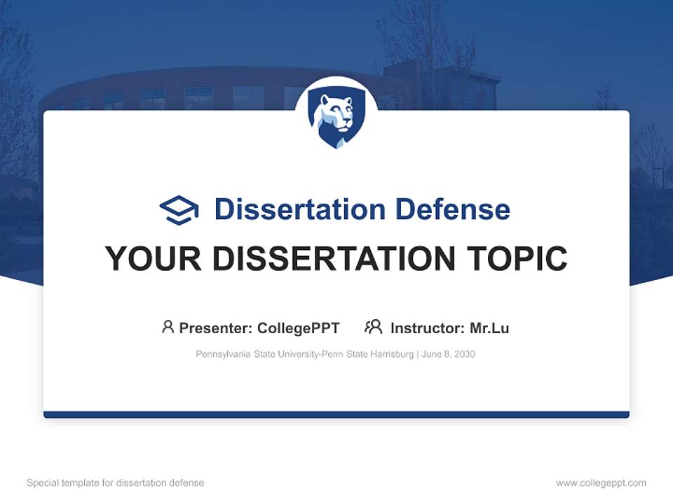 Pennsylvania State University-Penn State Harrisburg Graduation Thesis Defense PPT Template4:3 ratio PPT effect preview image7