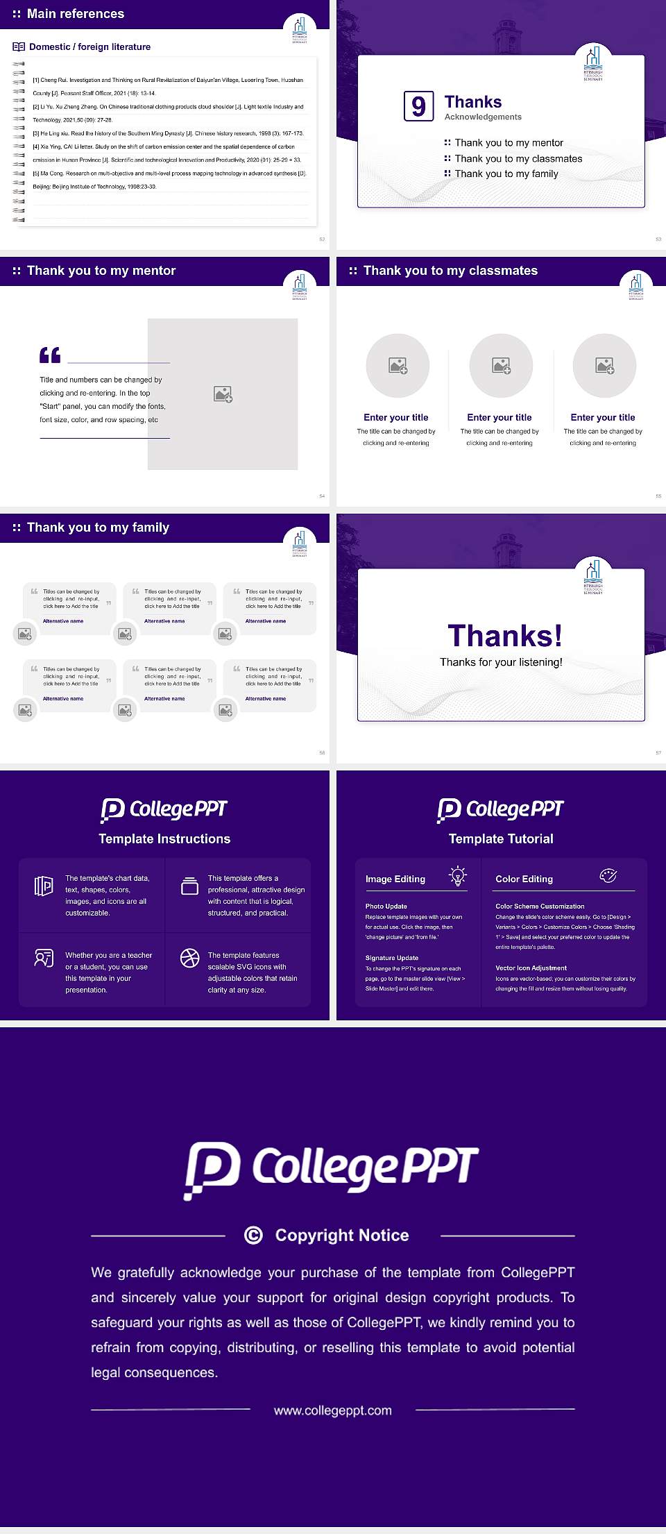 Pittsburgh Theological Seminary Graduation Thesis Defense PPT Template4:3 ratio PPT effect preview image7