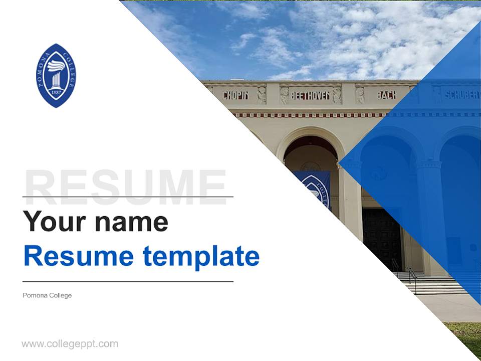 Pomona College Resume PPT Template4:3 ratio PPT effect preview image5