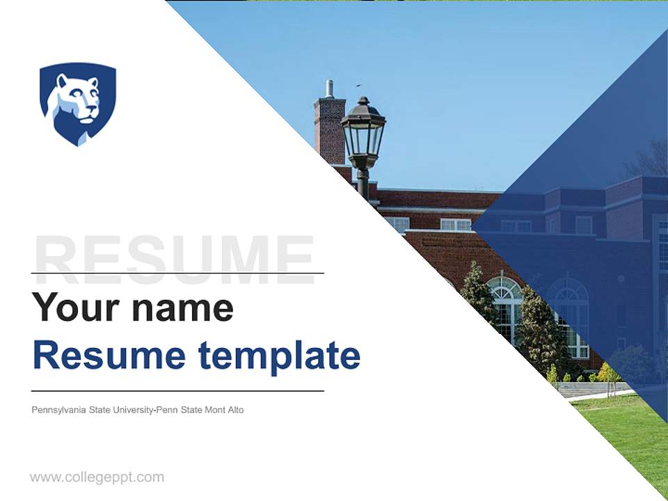 Pennsylvania State University-Penn State Mont Alto Resume PPT Template4:3 ratio PPT effect preview image5
