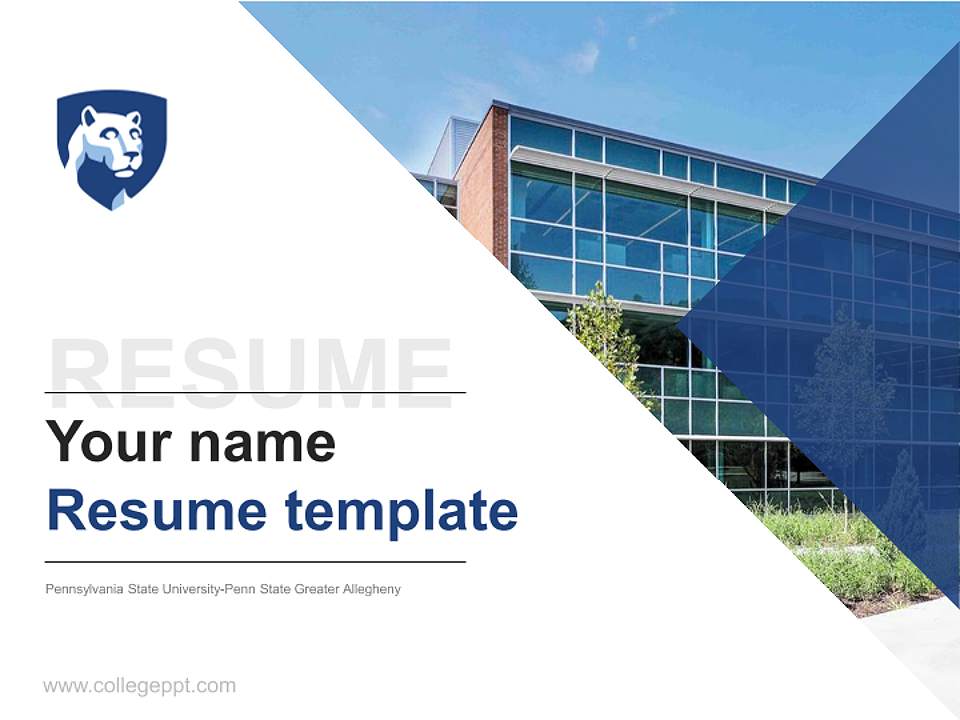 Pennsylvania State University-Penn State Greater Allegheny Resume PPT Template4:3 ratio PPT effect preview image5