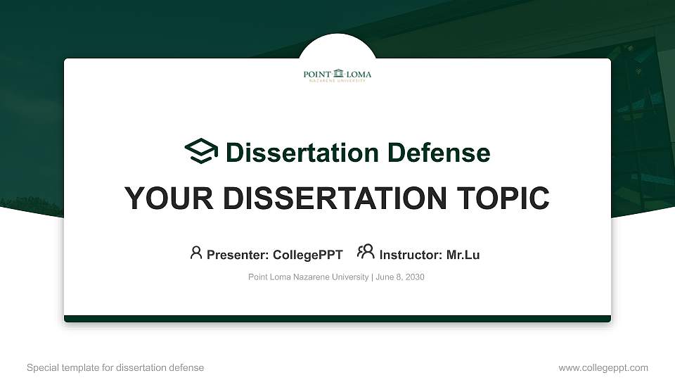 Point Loma Nazarene University Graduation Thesis Defense PPT Template16:9 ratio PPT effect preview image