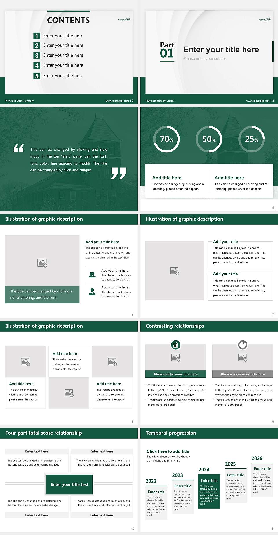 Plymouth State University Thesis Proposal/Graduation Defense PPT Template4:3 ratio PPT effect preview image2