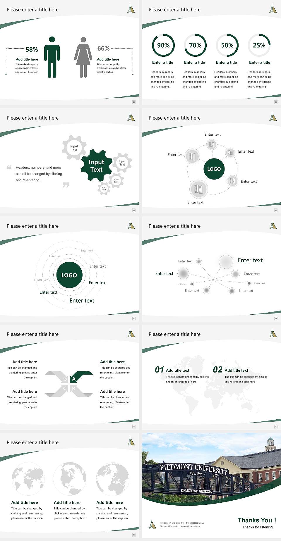 Piedmont University Course/Courseware Creation PPT Template4:3 ratio PPT effect preview image4