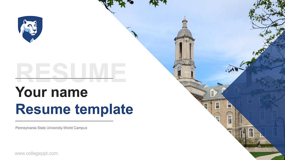 Pennsylvania State University-World Campus Resume PPT Template16:9 ratio PPT effect preview image