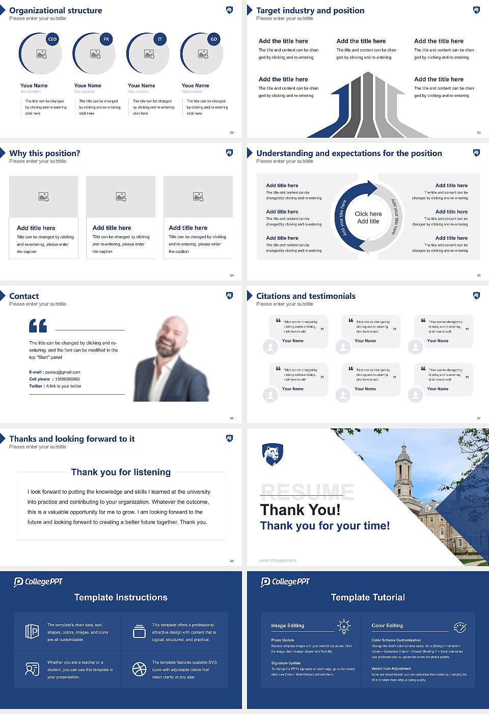 Pennsylvania State University-World Campus Resume PPT Template16:9 ratio PPT effect preview image4