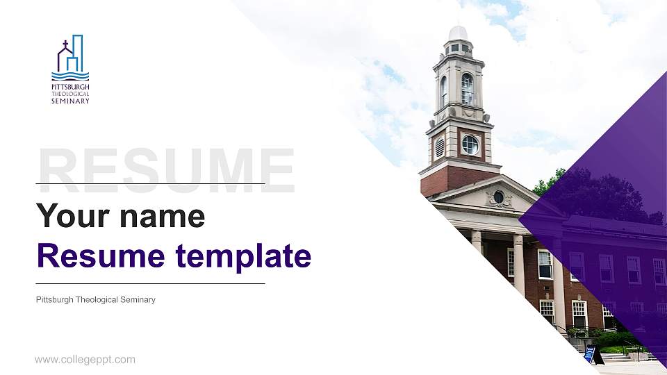 Pittsburgh Theological Seminary Resume PPT Template16:9 ratio PPT effect preview image