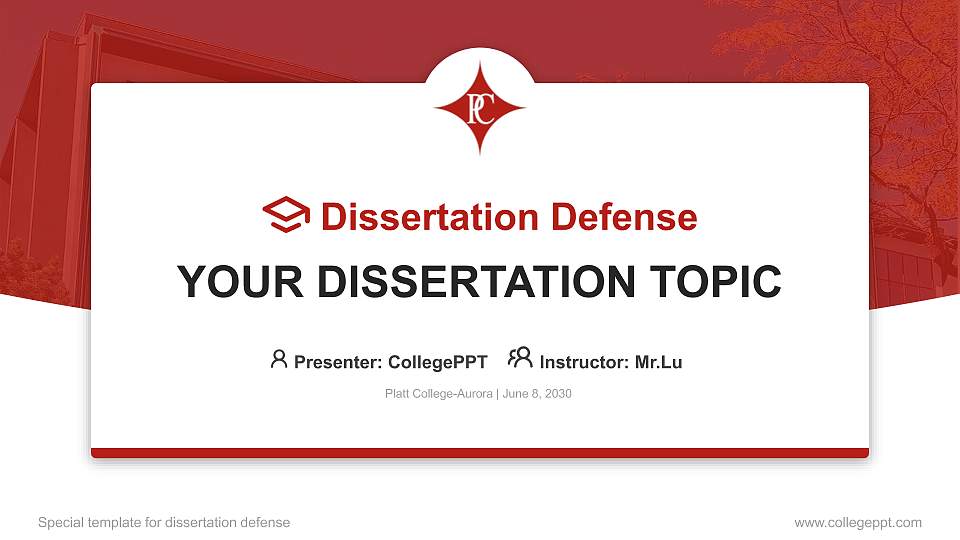 Platt College-Aurora Graduation Thesis Defense PPT Template16:9 ratio PPT effect preview image