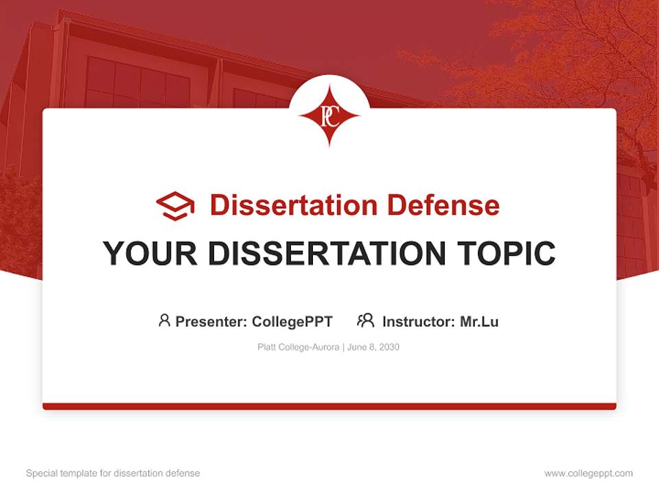 Platt College-Aurora Graduation Thesis Defense PPT Template4:3 ratio PPT effect preview image7