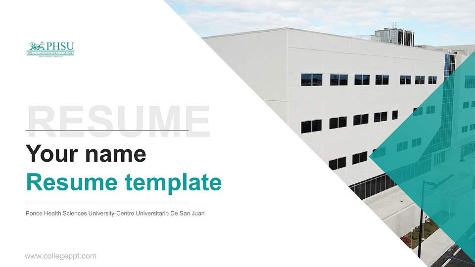 Ponce Health Sciences University-Centro Universitario De San Juan Resume PPT Template16:9 ratio PPT effect preview image