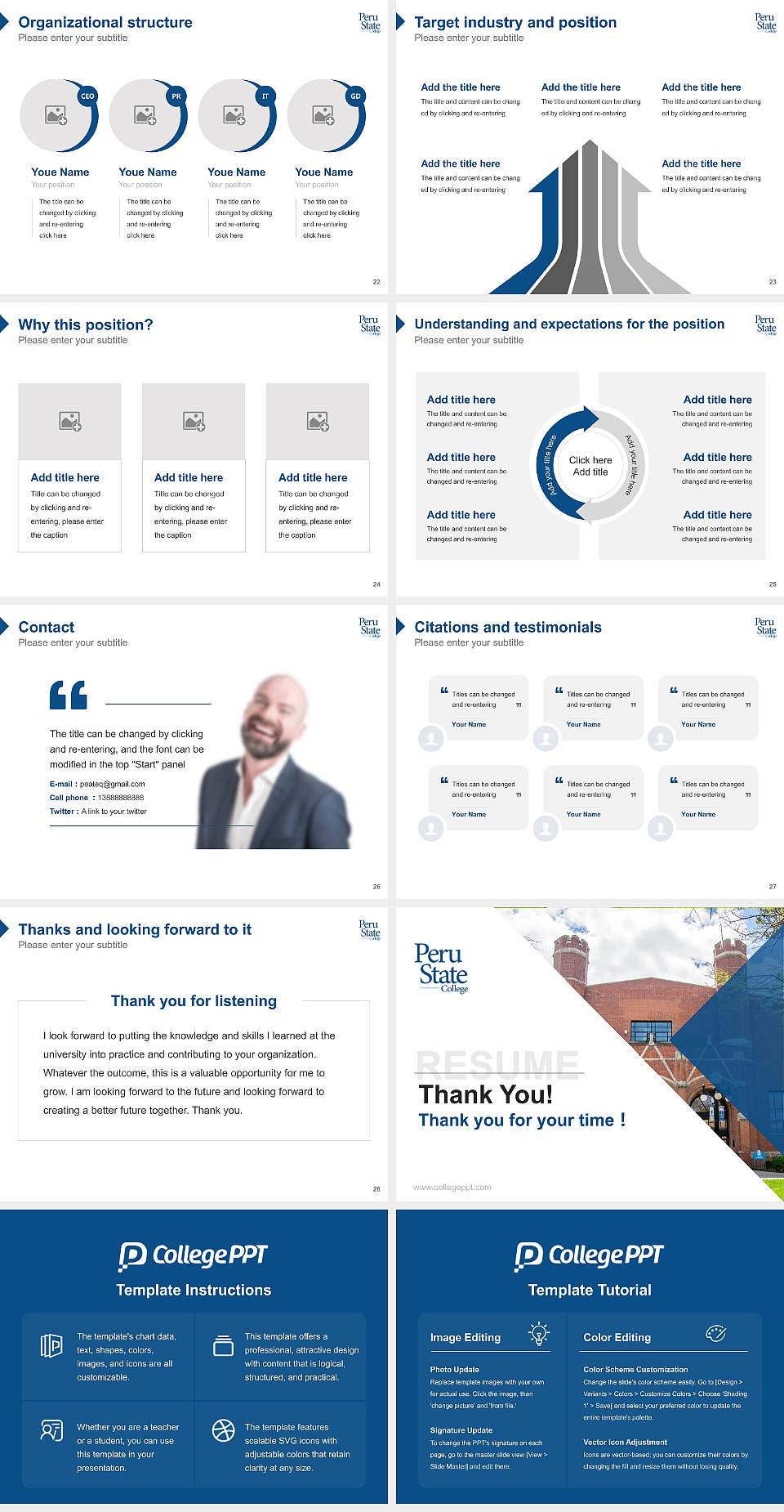 Peru State College Resume PPT Template4:3 ratio PPT effect preview image4