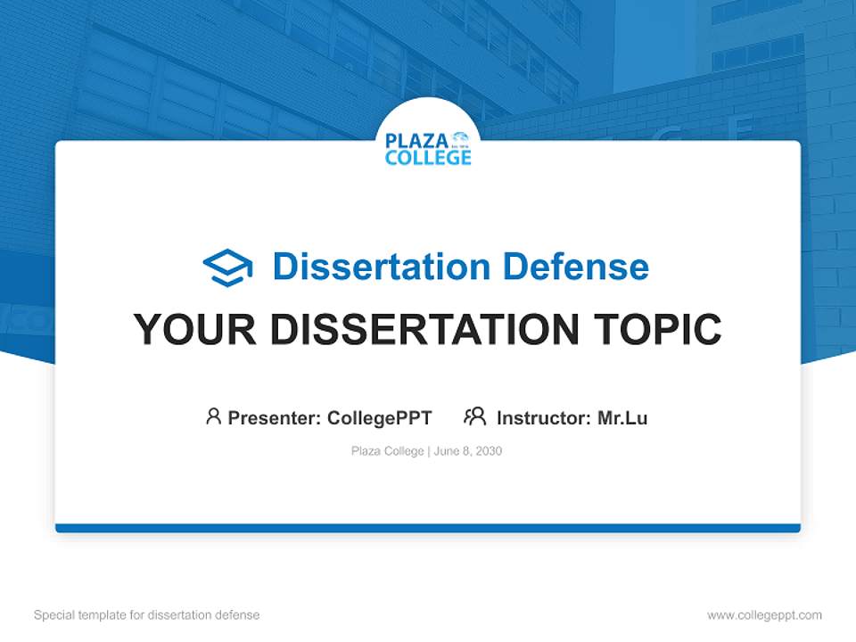 Plaza College Graduation Thesis Defense PPT Template4:3 ratio PPT effect preview image7