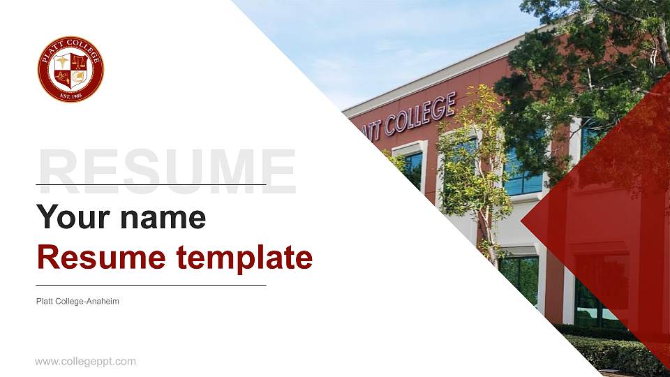 Platt College-Anaheim Resume PPT Template16:9 ratio PPT effect preview image