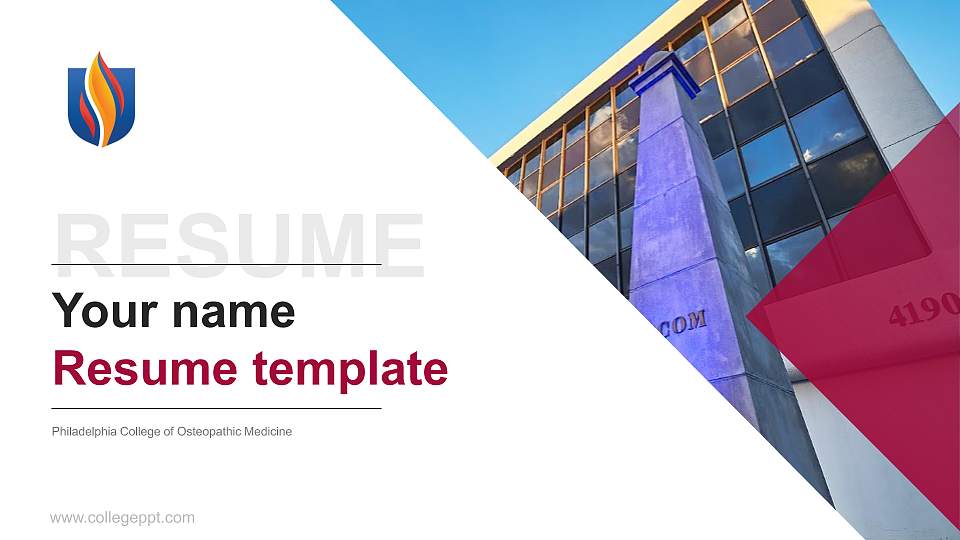 Philadelphia College of Osteopathic Medicine Resume PPT Template16:9 ratio PPT effect preview image1