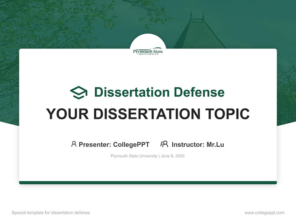 Plymouth State University Graduation Thesis Defense PPT Template4:3 ratio PPT effect preview image7