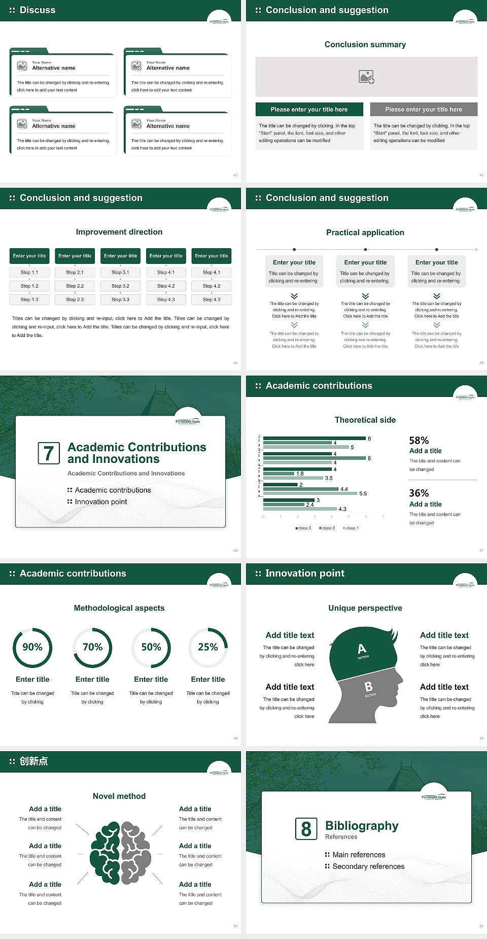Plymouth State University Graduation Thesis Defense PPT Template4:3 ratio PPT effect preview image6