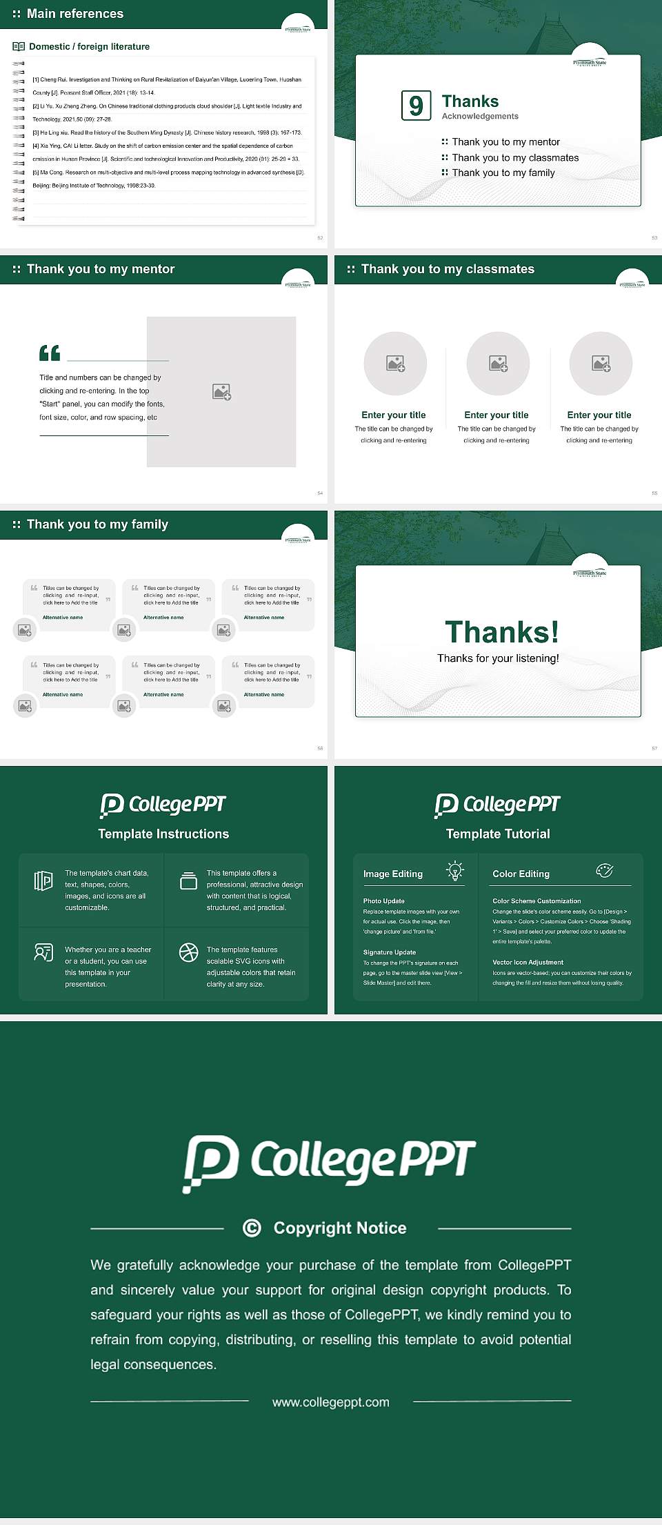 Plymouth State University Graduation Thesis Defense PPT Template4:3 ratio PPT effect preview image7