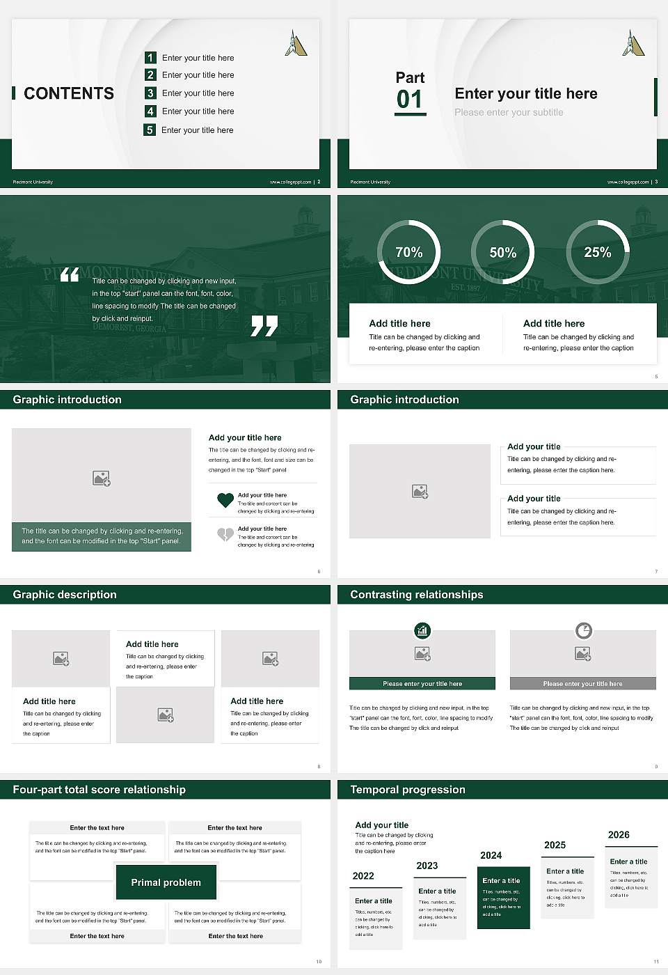 Piedmont University Thesis Proposal/Graduation Defense PPT Template16:9 ratio PPT effect preview image2