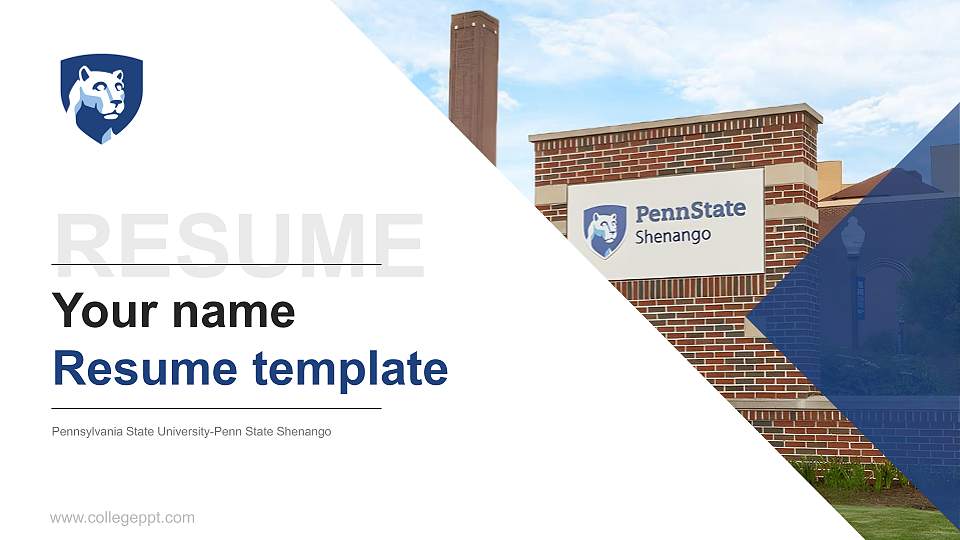Pennsylvania State University-Penn State Shenango Resume PPT Template16:9 ratio PPT effect preview image