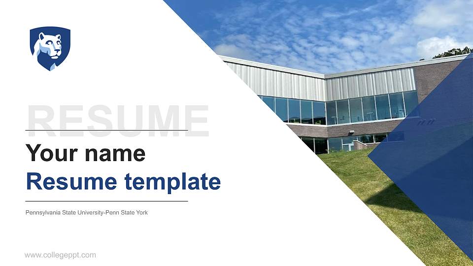Pennsylvania State University-Penn State York Resume PPT Template16:9 ratio PPT effect preview image