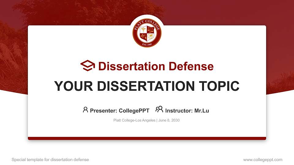 Platt College-Los Angeles Graduation Thesis Defense PPT Template16:9 ratio PPT effect preview image