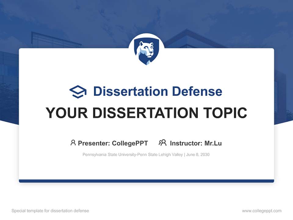 Pennsylvania State University-Penn State Lehigh Valley Graduation Thesis Defense PPT Template4:3 ratio PPT effect preview image7