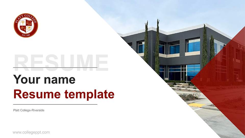 Platt College-Riverside Resume PPT Template16:9 ratio PPT effect preview image