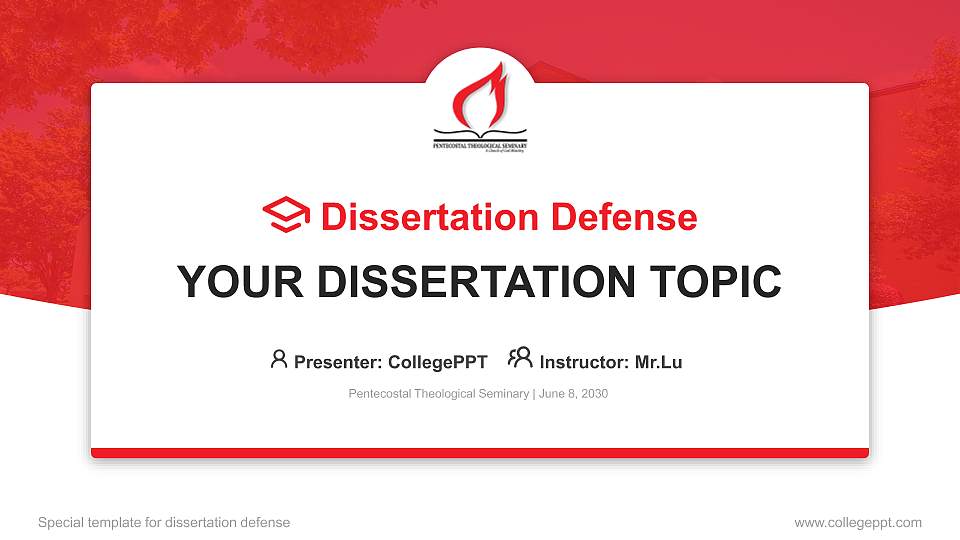 Pentecostal Theological Seminary Graduation Thesis Defense PPT Template16:9 ratio PPT effect preview image