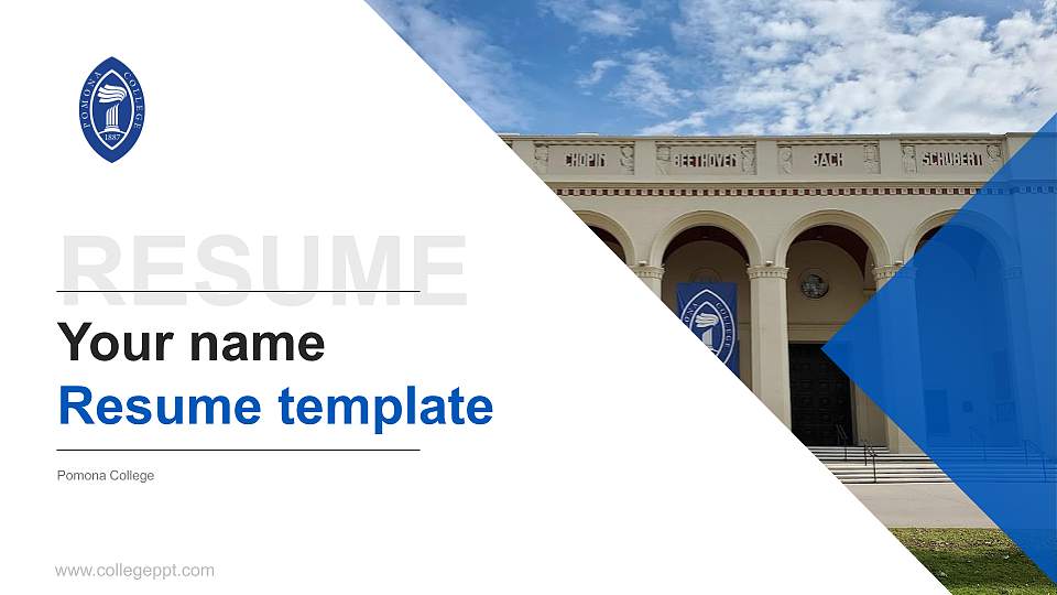 Pomona College Resume PPT Template16:9 ratio PPT effect preview image